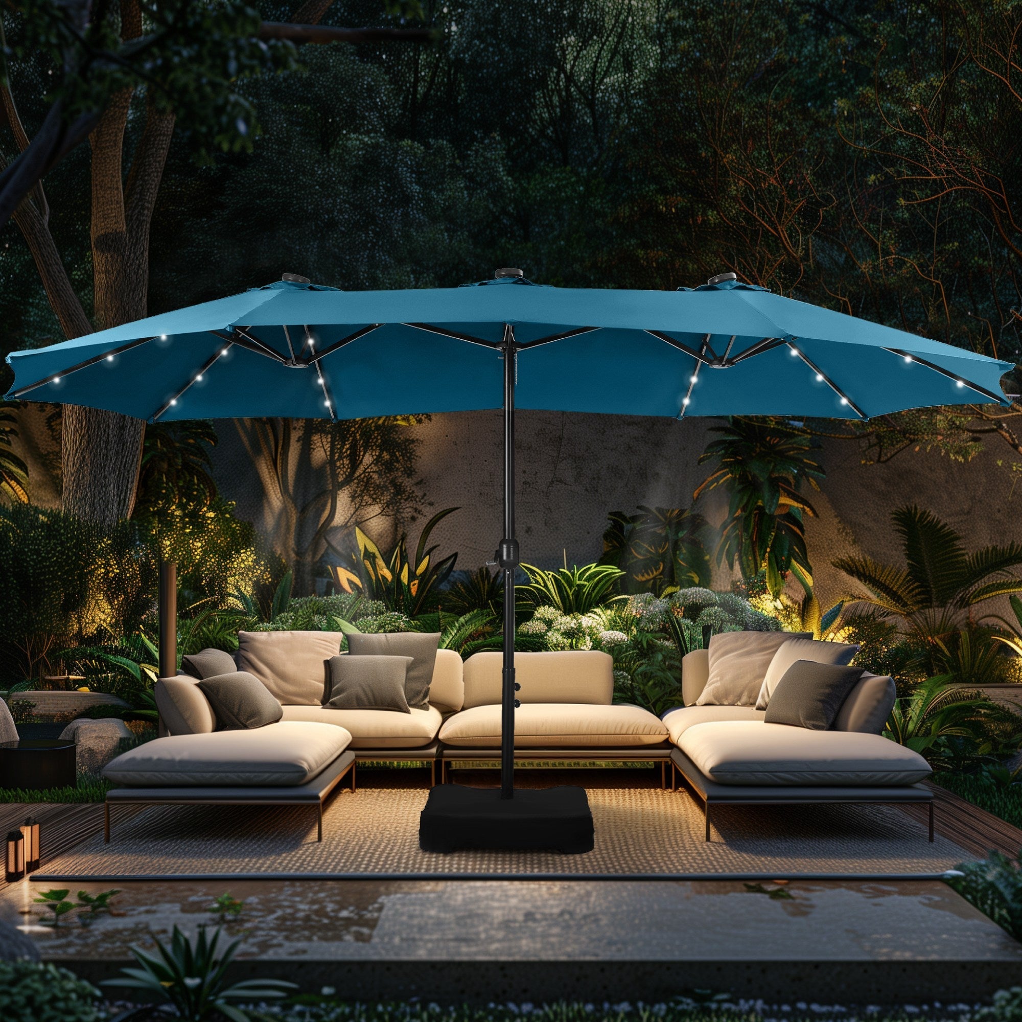 Alpha Joy 15ft Extra Large Outdoor Patio Double-Sided Umbrella with So