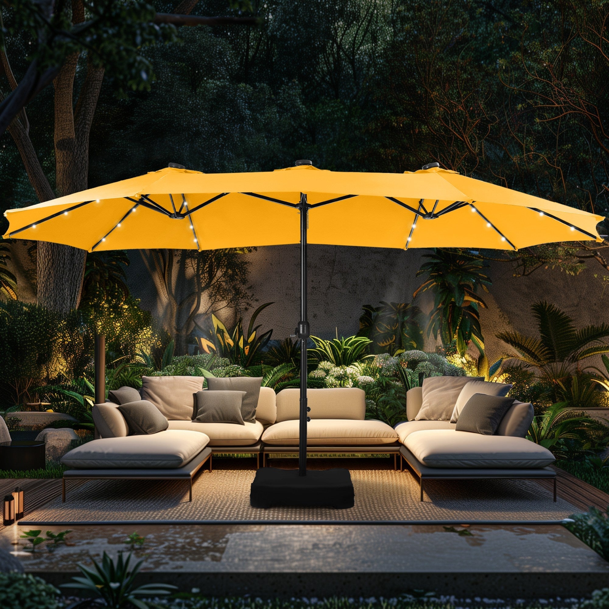 buy large patio umbrella Alpha Joy 15ft Extra Large Outdoor Patio Double-Sided Umbrella with So