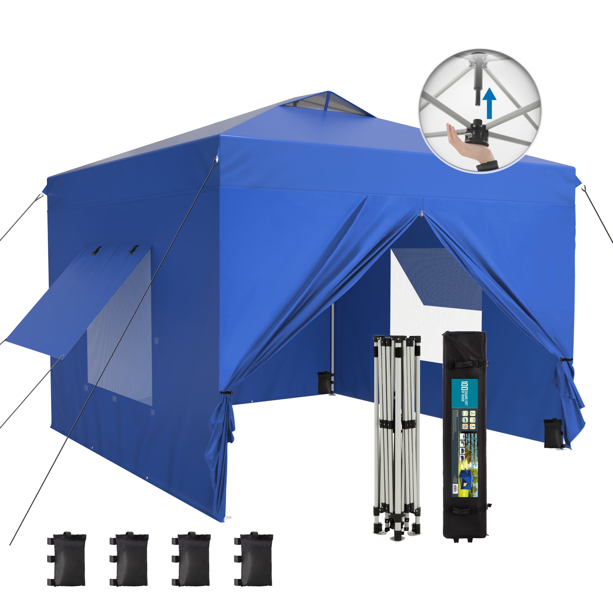 canopy tent with walls 10'x 10'ft Pop Up 3 Height Adjustable Canopy Tent with 4 Side Walls – Sophia & William