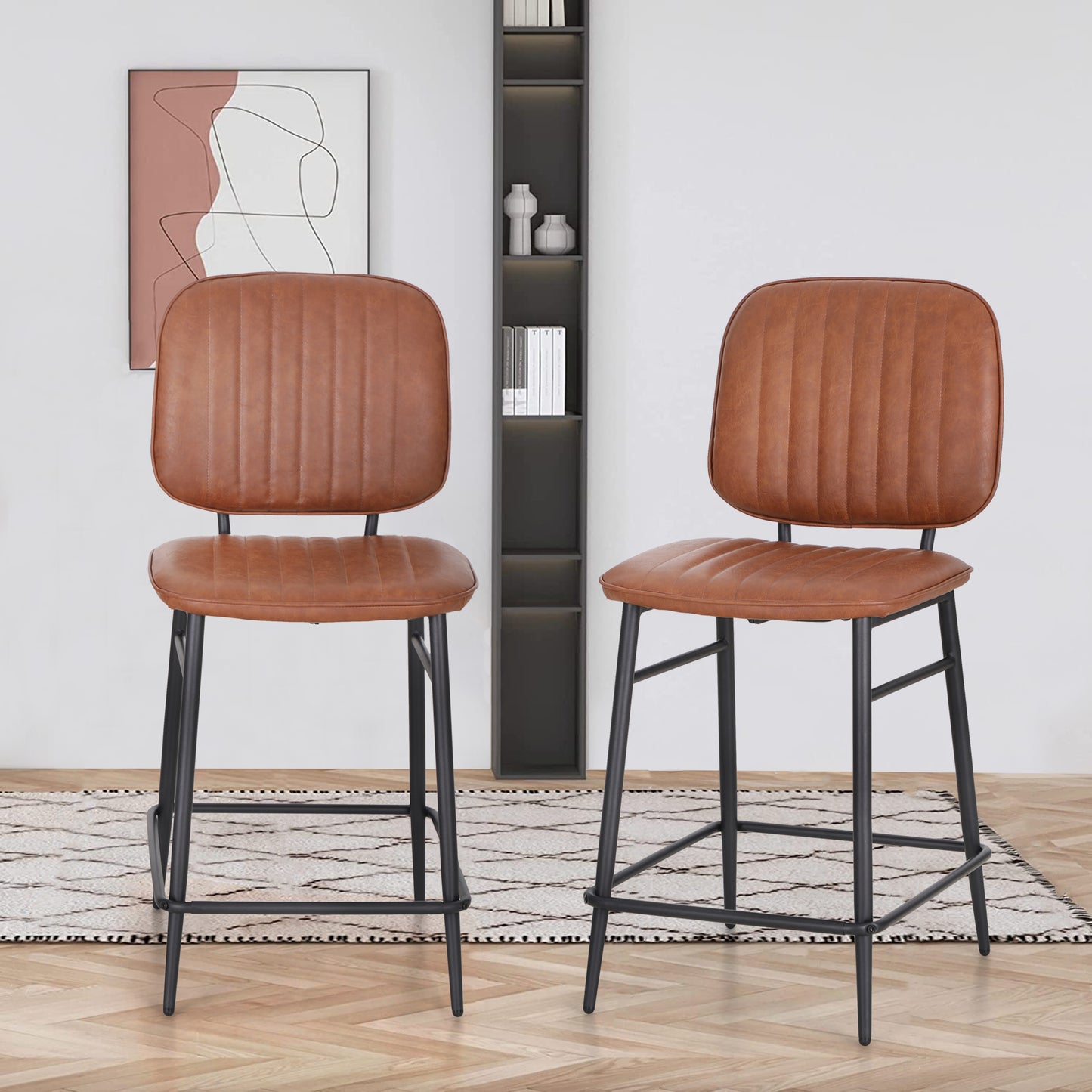 Sophia & William 24" Counter Height Bar Stool-Set of 2-Brown