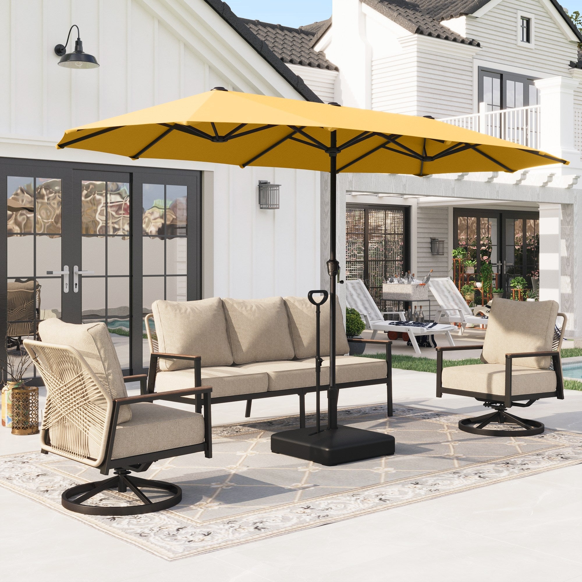 extra large square patio umbrella PURPLE LEAF Heavy Duty Cantilever Outdoor Umbrella for Yard, Garden, Pool Every tile captures the growth of the family Square Patio Umbrellas | Large