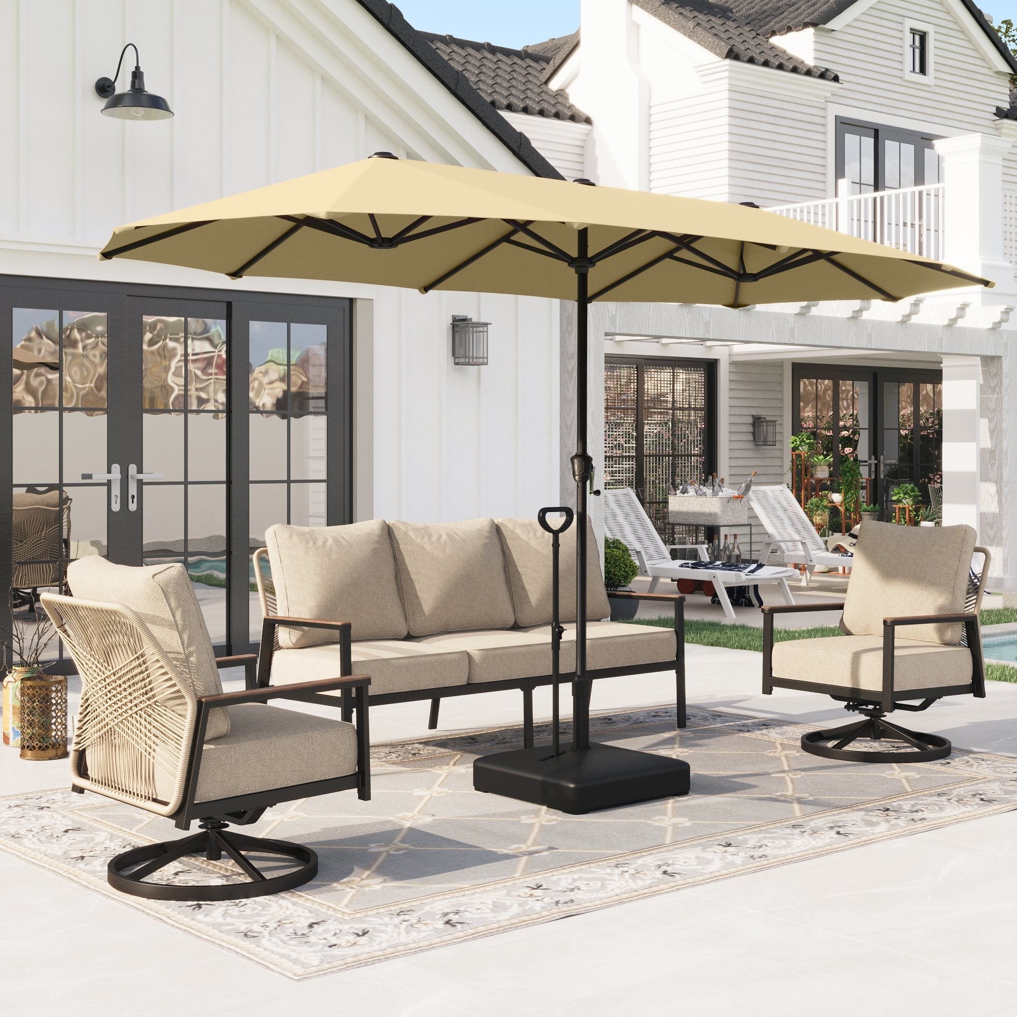24 patio table umbrella Alpha Joy 13ft Rectangle Double-Sided Extra Large Outdoor Patio Market – Sophia & William