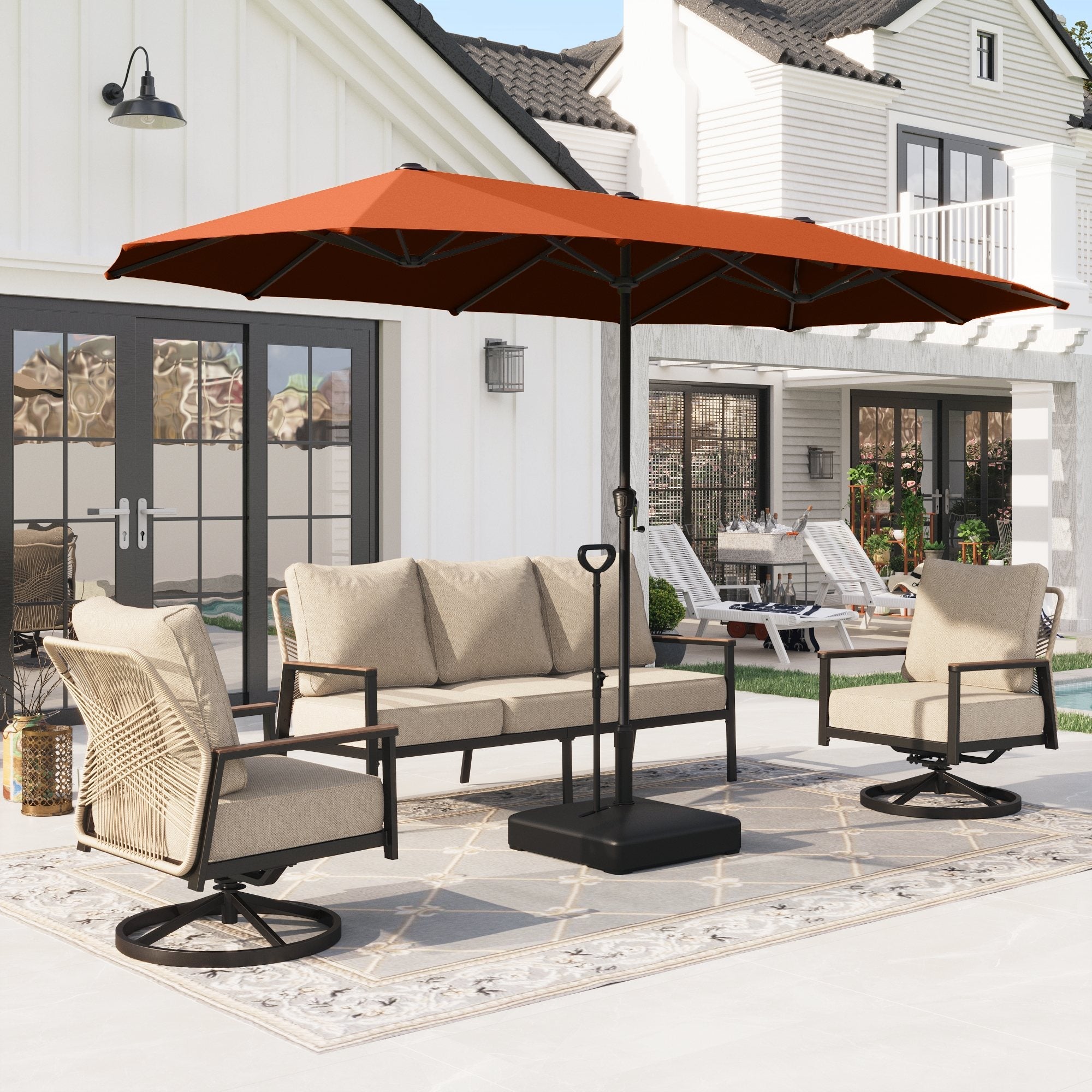 Alpha Joy 13ft Rectangle Double-Sided Extra Large Outdoor Patio Market Alpha Joy 13ft Rectangle Double-Sided Extra Large Outdoor Patio Market