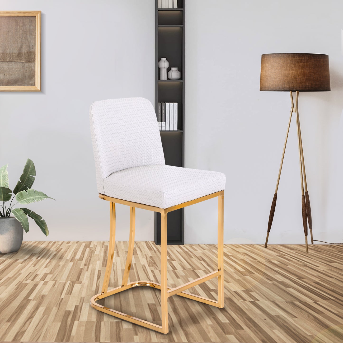 Sophia & William 24" PU Leather Counter Height Bar Stool with Backrest-White