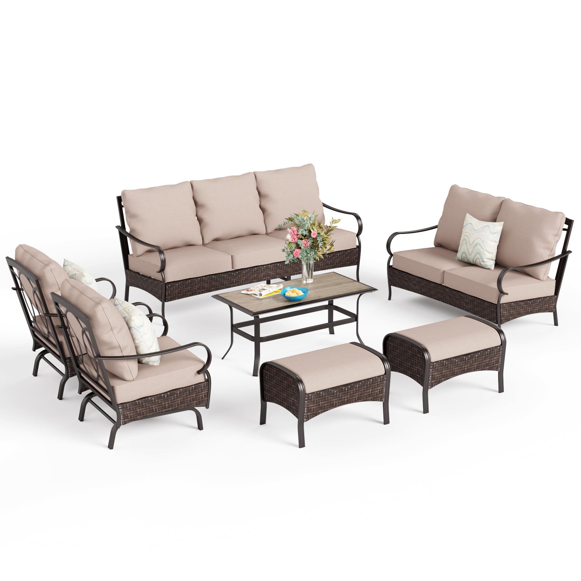 Sophia William Extra Large Patio Conversation Sets 8 Piece Metal Mod sophia william us