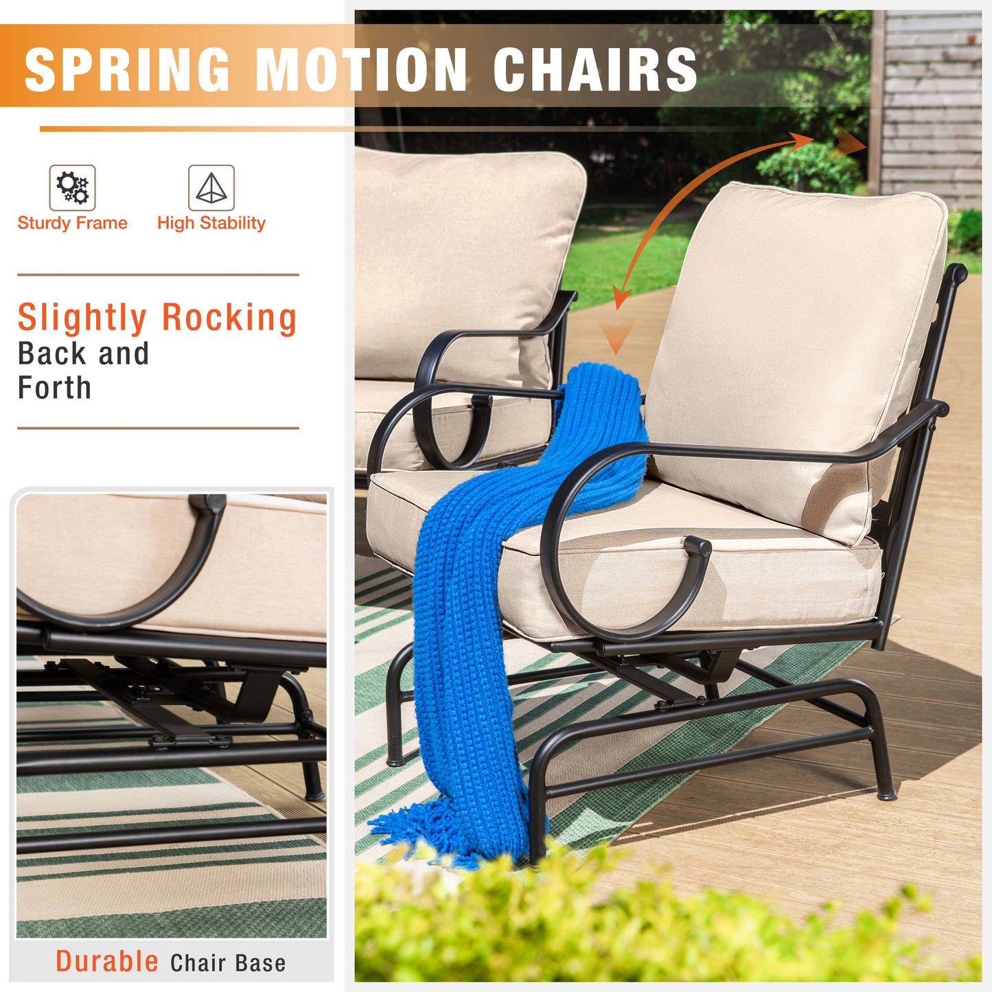 Sophia & William 6 Pieces Metal Patio Furniture Set Outdoor Sectional Conversation Set, Beige
