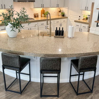 Cozy Upholstered PU Leather Bar Stools with Sturdy Metal Frame, Dark Grey