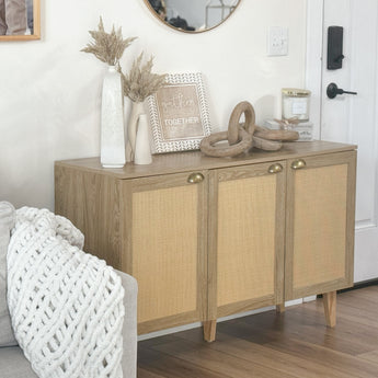 Natural Rattan 3-Door Accent Cabinet