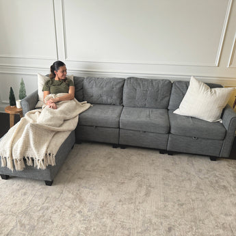 Slate Modular Grey Sectional Sofa with Storage Chaise