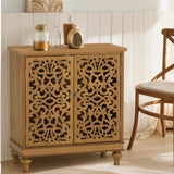 Shop the Vintage Chic Accent Cabinet with Hollow Carved Design for a timeless addition to your decor!