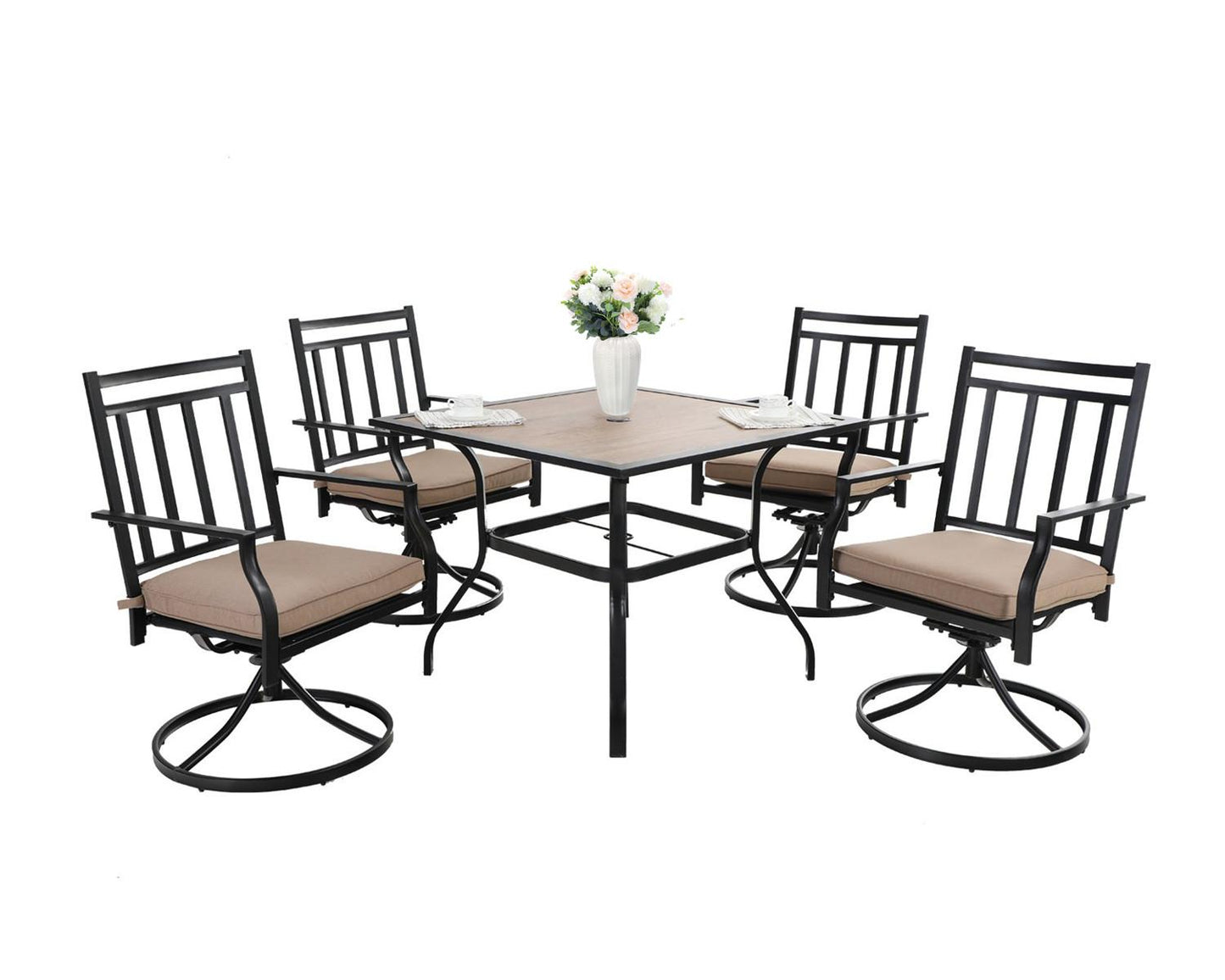 Sophia & William 5 Peices Outdoor Patio Metal Dining Set Swivel Chairs and Table Set