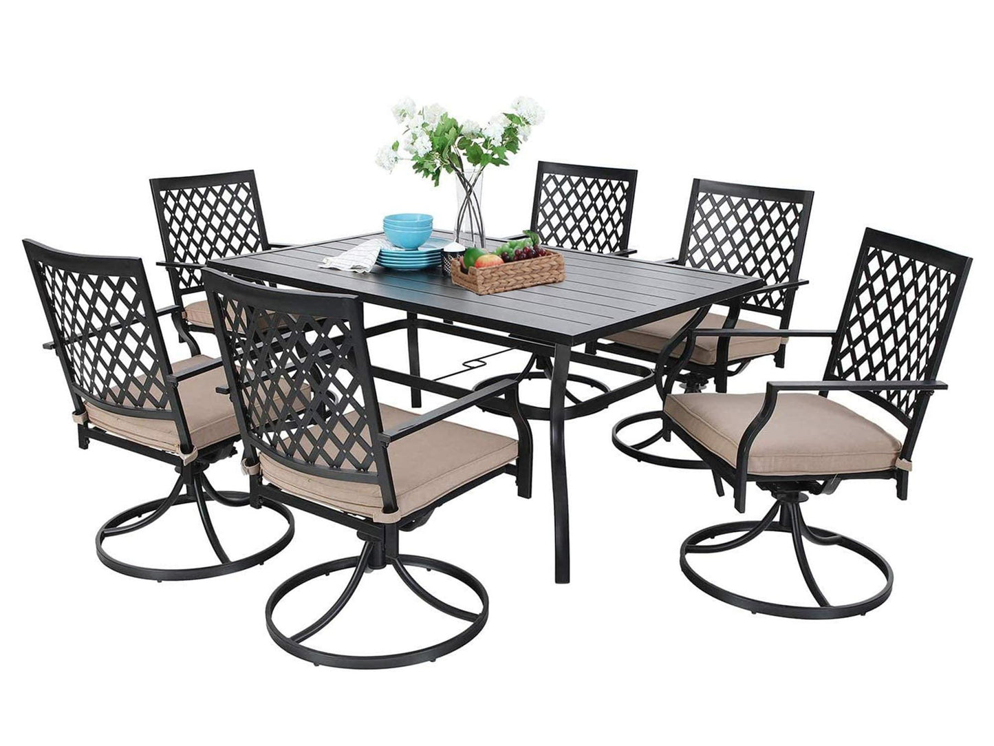 Sophia & William 7 Peices Outdoor Patio Dining Set Swivel Chairs and Table Set