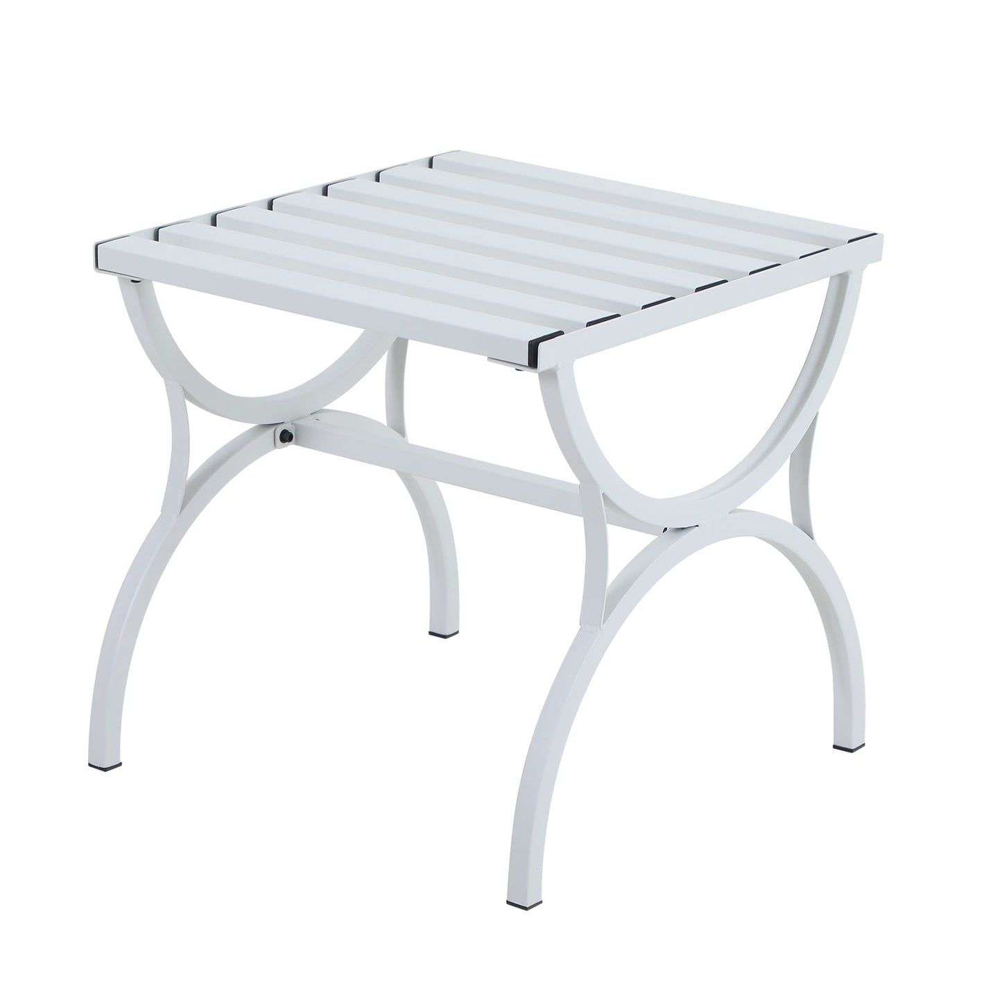 Sophia & William Metal Outdoor Side Table Slatted Top Design - White