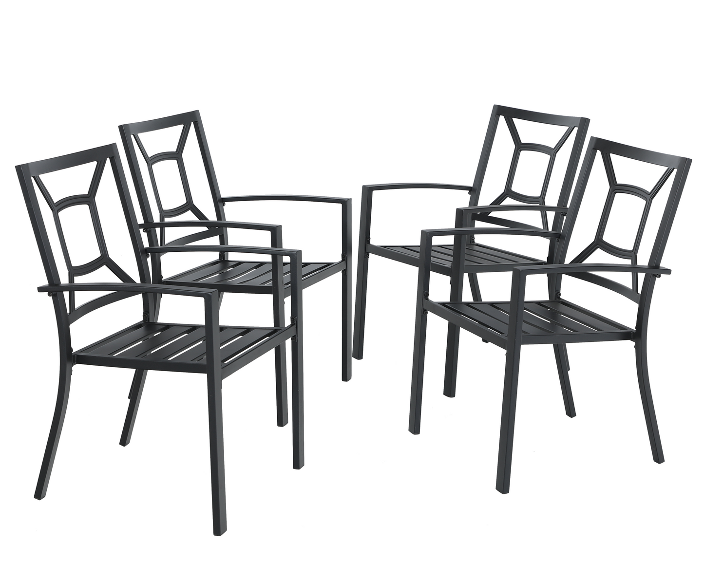 Sophia & William Outdoor Patio Metal Dining Chairs Set of 4, Black