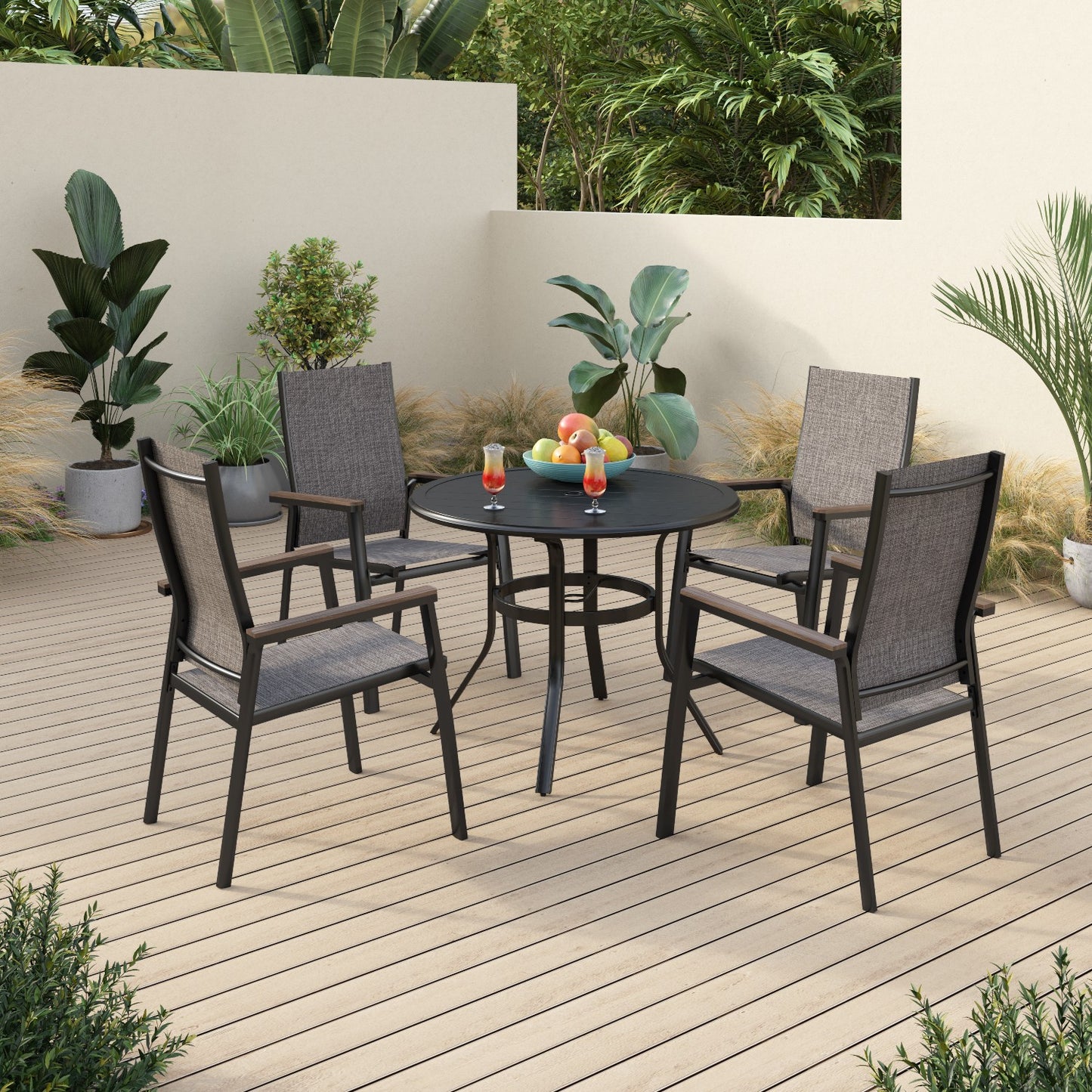 Sophia&William 5-Piece Metal Outdoor Patio Dining Furniture Set, Gray