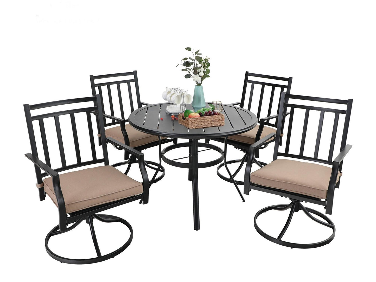 Sophia & William 5 Peices Outdoor Patio Metal Dining Set Swivel Chairs and Table Set