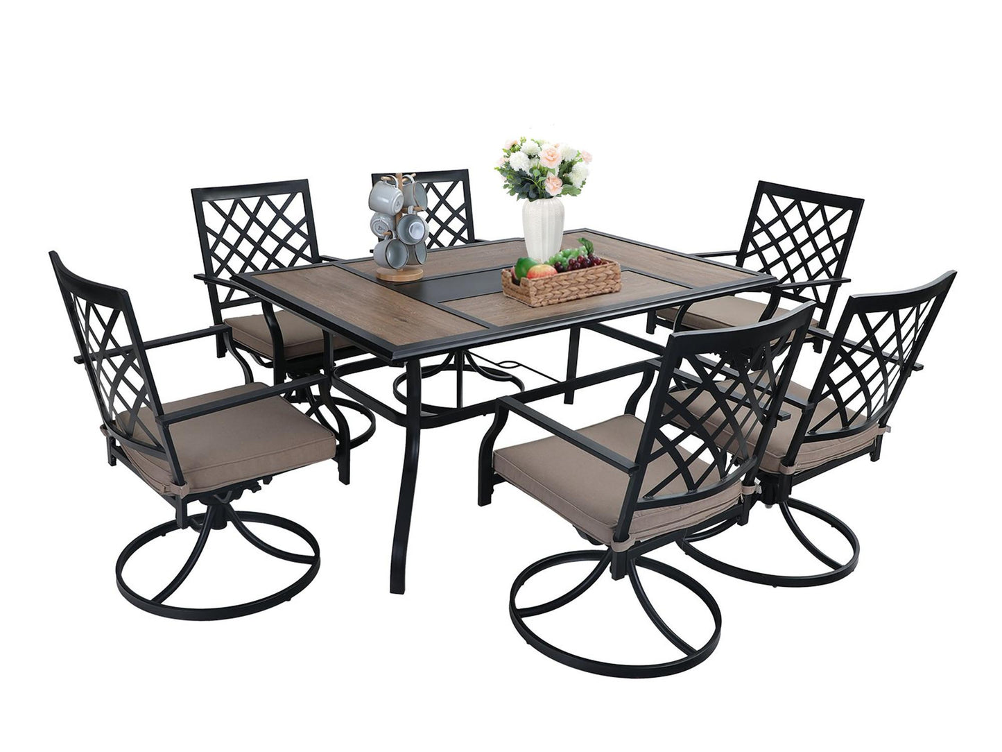Sophia & William 7 Peices Outdoor Patio Dining Set Swivel Chairs and Table Set