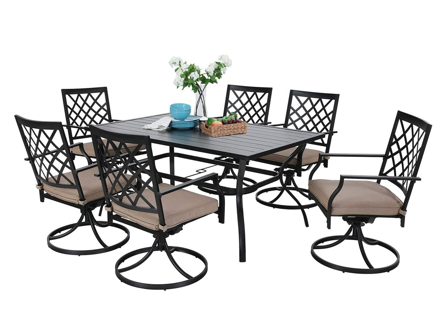 Sophia & William 7 Peices Outdoor Patio Dining Set Swivel Chairs and Table Set