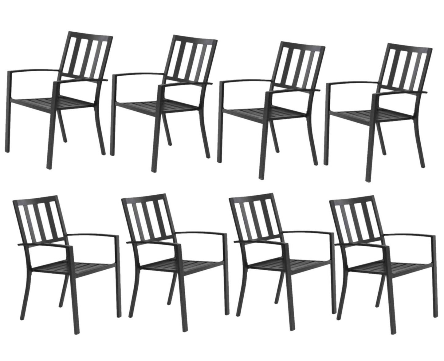 Sophia & William Outdoor Patio Metal Dining Chairs Set of 8, Black