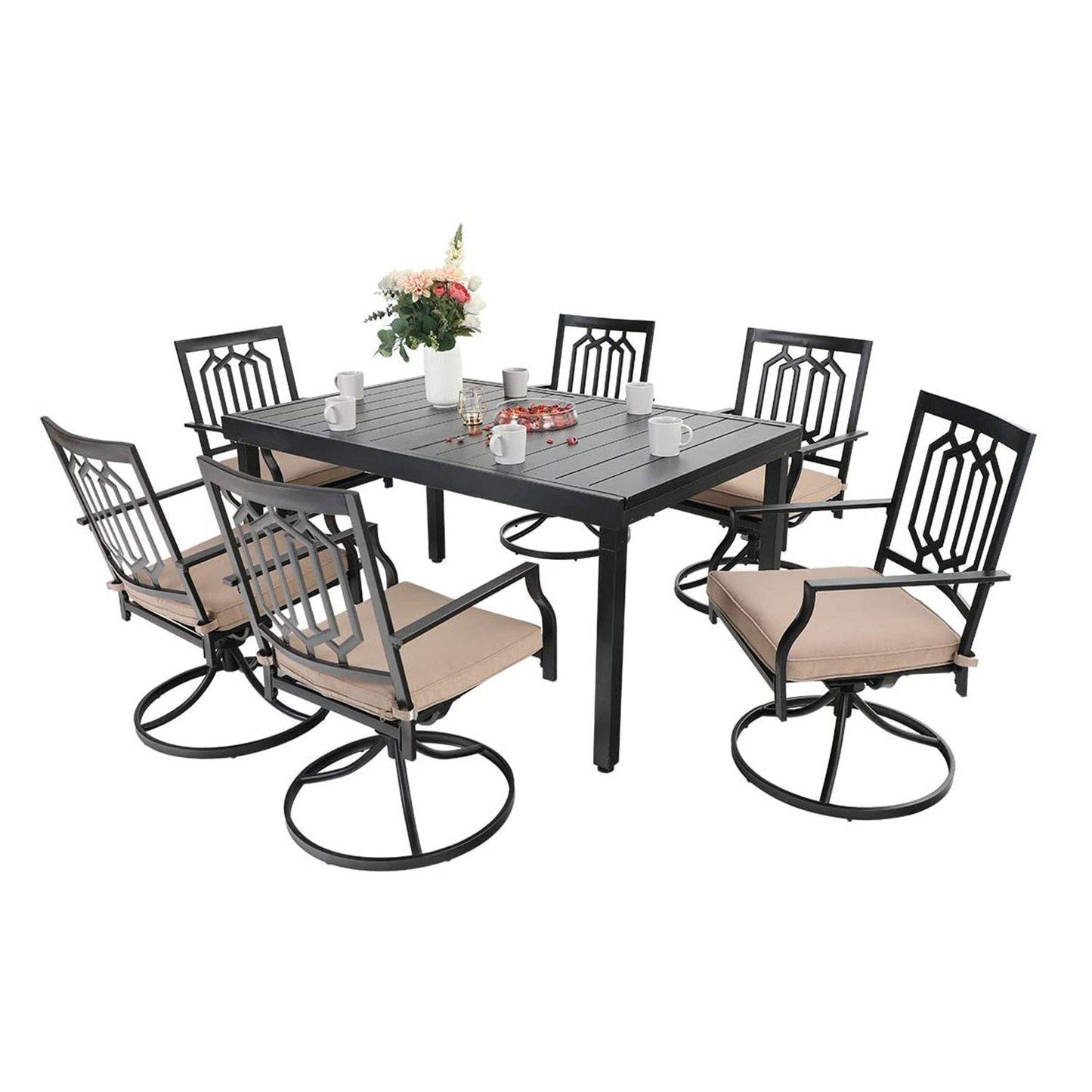 Sophia & William 7 Peices Outdoor Patio Dining Set Swivel Chairs and Table Set