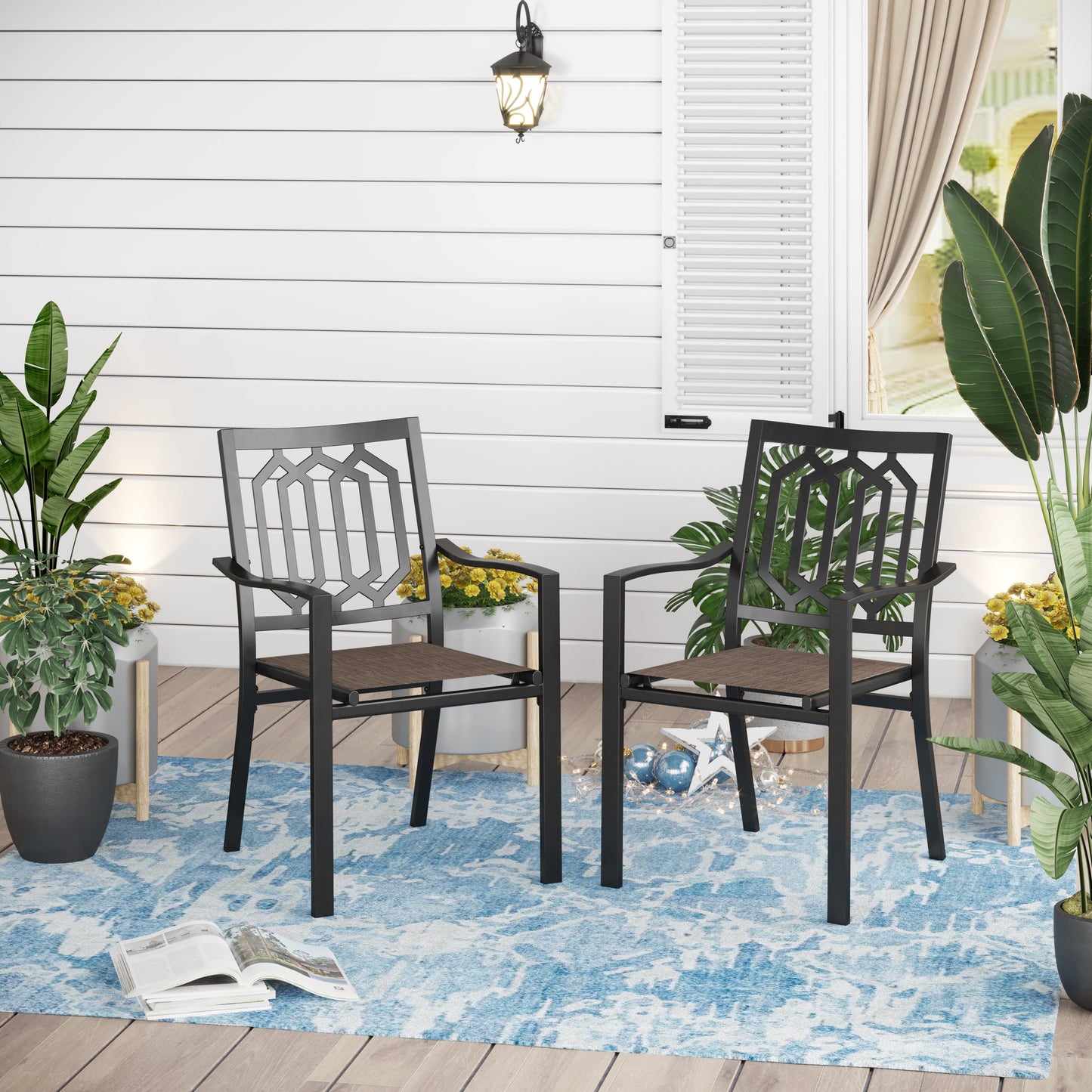 Sophia & William Outdoor Patio Dining Chair - Textilene - Set of 2 - Stackable