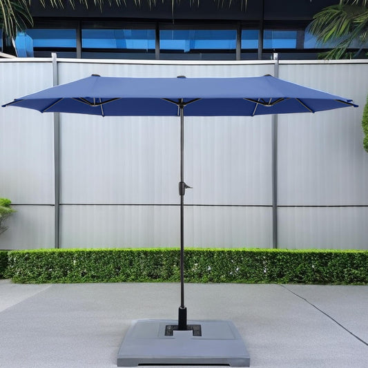 Alpha Joy 13x6.5ft Double-Sided Extra Large Outdoor Patio Market Rectangle Umbrella with Crank Handle, Haze Blue
