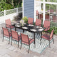 Sophia & William 9 Piece Patio Metal Dining Set Extendable Table and 8 Red Textilene Chairs