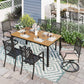 Sophia & William 7-Piece Outdoor Patio Dining Set Metal Chairs and Teak-grain Table Set