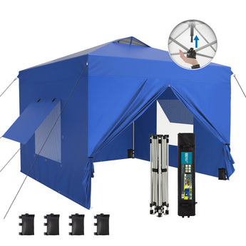 10'x 10'ft Pop Up 3 Height Adjustable Canopy Tent with 4 Side Walls