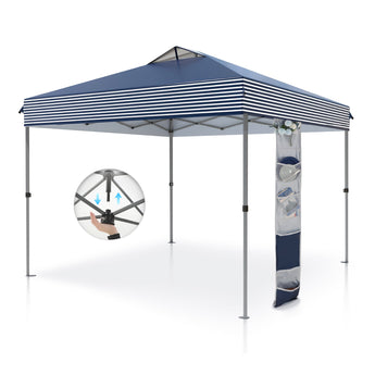 Alpha Joy 10'x10' Straight Leg Pop Up Canopy Tent Outdoor Event Instant Tent with Roller Bag, One-button Push Design
