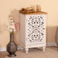 Sophia & William Hollow-Carved Accent Cabinet End Table for Living Room,Bedroom-White