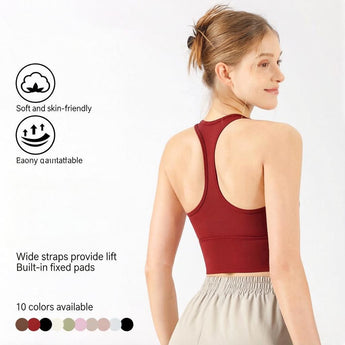 sophia & william Anti-Shock Fixed Cup Quick-Dry Yoga Fitness Running Tank Top