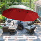 Alpha Joy 15ft Extra Large Outdoor Patio Double-Sided Umbrella with Solar Lights & Umbrella Base, Red