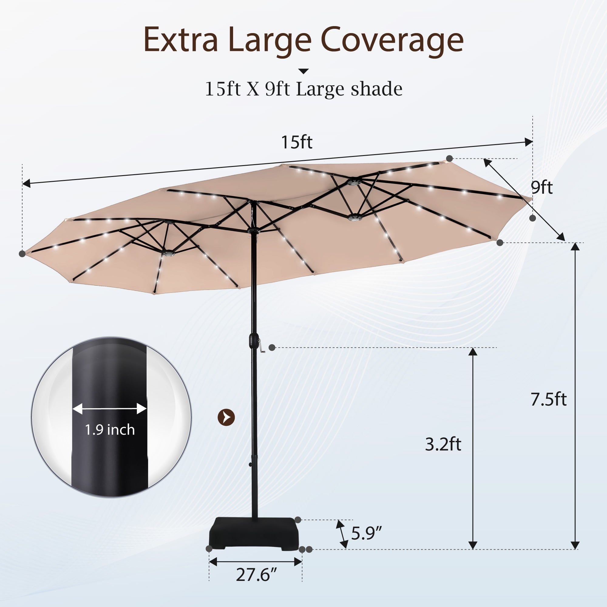 alfa romeo patio umbrella Alpha Joy 15ft Extra Large Outdoor Patio Double-Sided Umbrella with So – Sophia & William