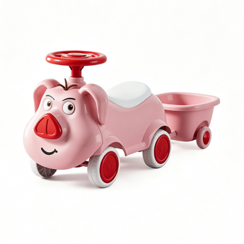 Little Rancher Cute Pig Toddler Ride On Toy, 4-Wheel Kids Sliding Walker Car, Anti-Rollover Baby Swing Car with Storage Space & Silent Wheels, Indoor Outdoor Push Toy Vehicle for 1-5 Years Old Kids