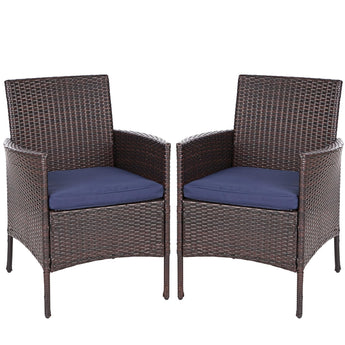 Sophia & William Wicker Patio Chairs Set of 2, 2 Pcs All-Weather Rattan Outdoor Dining Chairs with Seat Cushions
