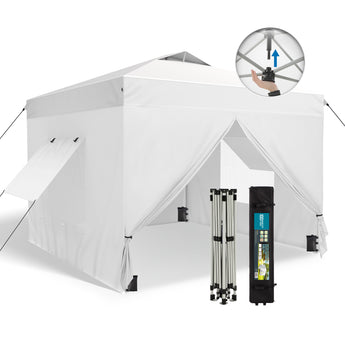 10'x 10'ft Pop Up 3 Height Adjustable Canopy Tent with 4 Side Walls