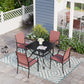 Sophia & William 5 Piece Patio Metal Dining Set Square Table and 4 Red Textilene Chairs