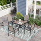 Sophia & William 5 Piece Patio Dining Set Patio Dining Table and 4 Brown Textilene Chairs