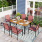 Sophia & William 7 Piece Patio Dining Set 60" Teak Dining Table and 6 Red Textilene Chairs