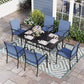 Sophia & William 7 Piece Patio Dining Set Rectangular Patio Dining Table and 6 Blue Textilene Chairs