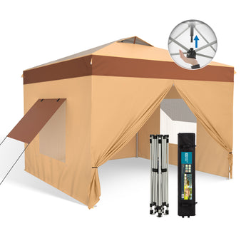 10'x 10'ft Pop Up 3 Height Adjustable Canopy Tent with 4 Side Walls