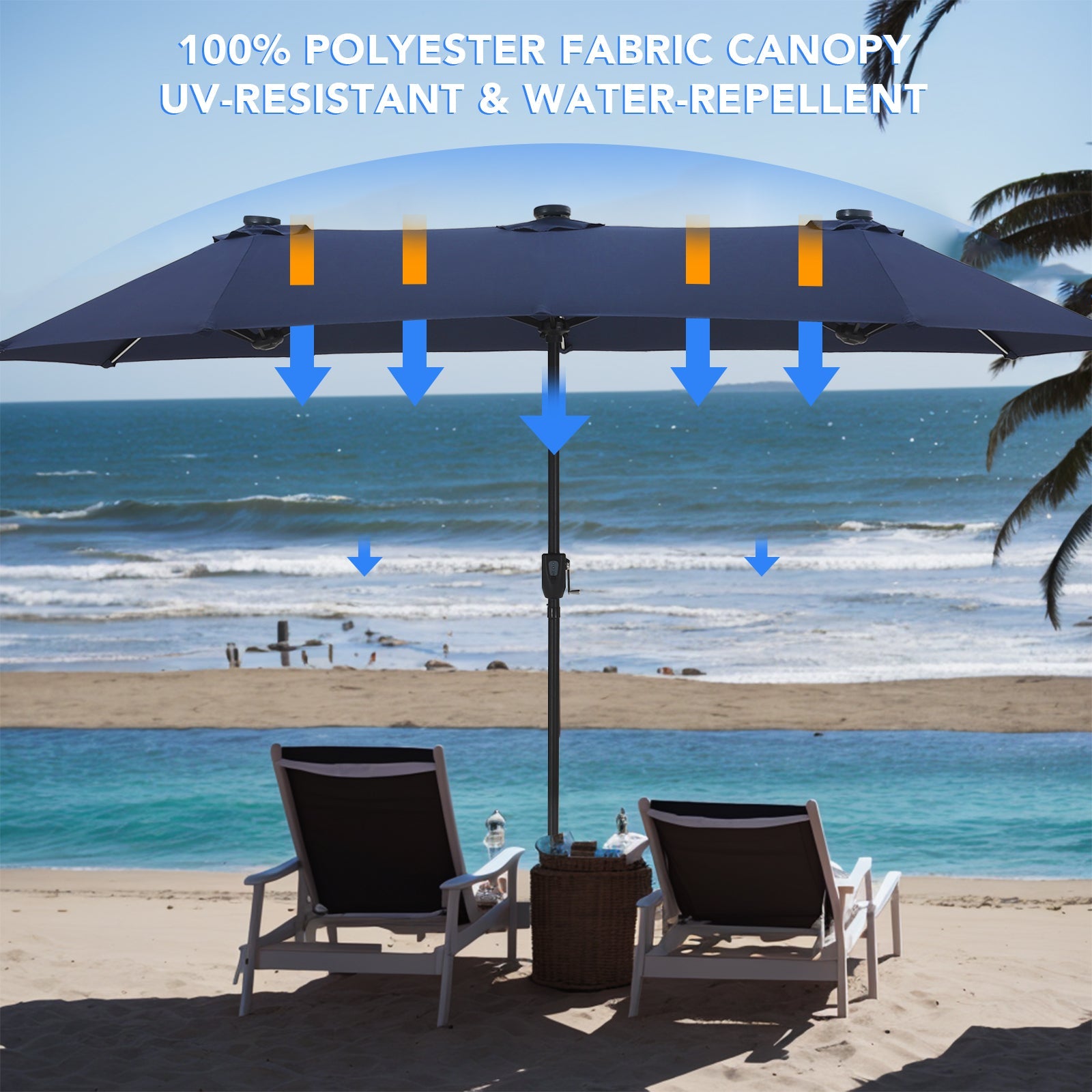 Sophia & William 15FT Outdoor Patio Umbrella Extra Large Double-Sided Garden Umbrella with Crank Handle Navy Blue Sophia & William 15FT Outdoor Patio Umbrella Extra Large Double-Sided Garden Umbrella with Crank Handle Navy Blue