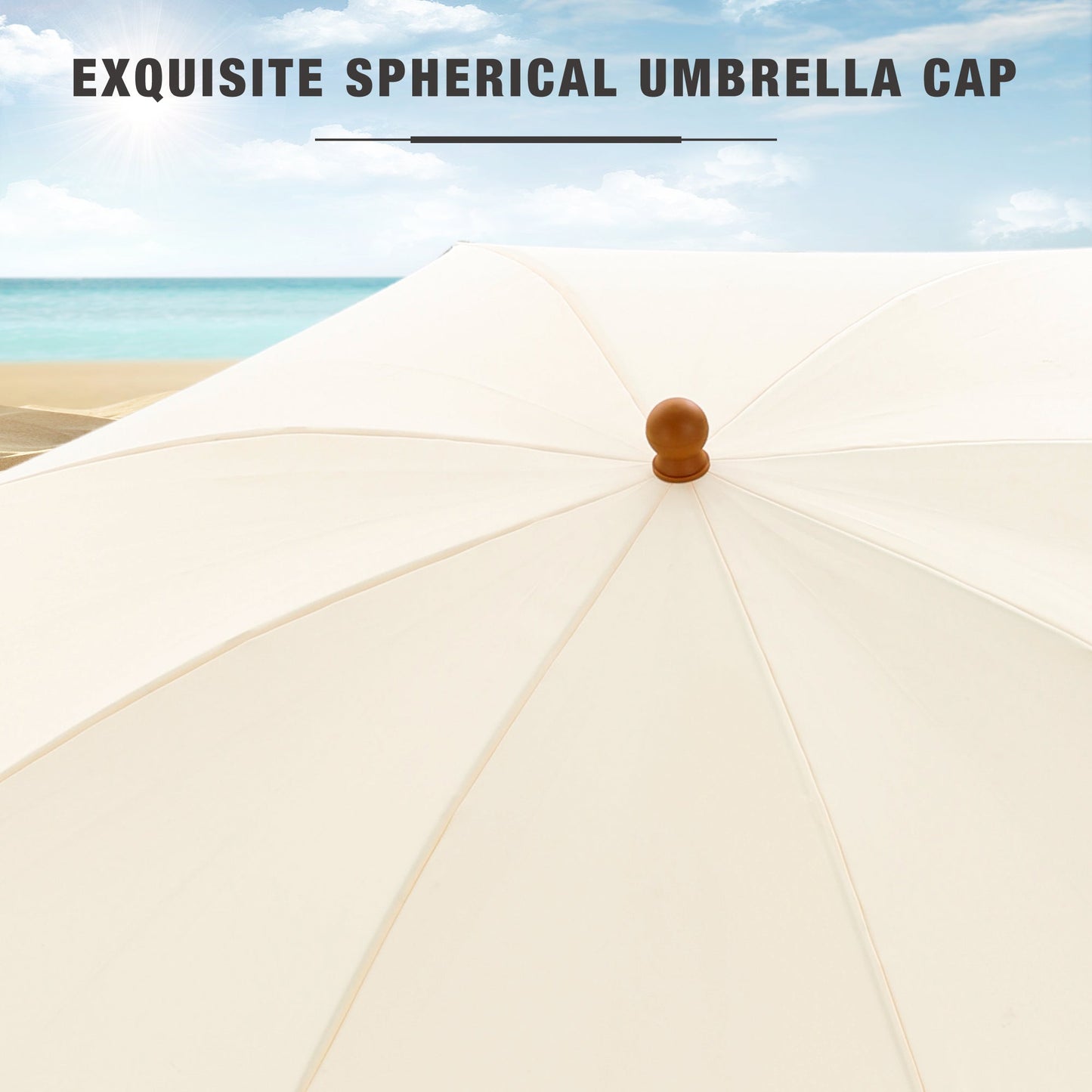 Sophia & William 7FT Outdoor Parasol Umbrella Fiberglass Ribs Umbrella with Tassel, Off-white