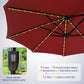 Alpha Joy 13ft Large Double-Sided Outdoor Patio Umbrella with Colorful Solar Lights, Red