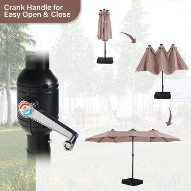 crank handle for offset patio umbrella Sophia & William 15FT Outdoor Patio Umbrella Extra Large Double-Sided