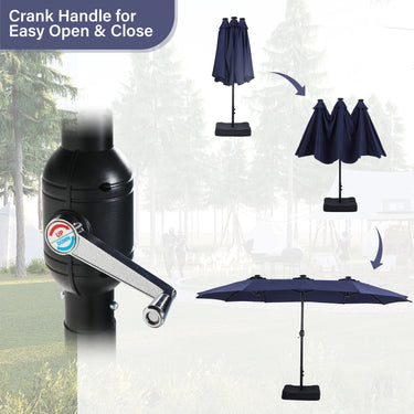 handles for patio umbrella Sophia & William 15FT Outdoor Patio Umbrella Extra Large Double-Sided