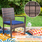 Sophia & William 8 Pieces Outdoor Patio Dining Set with 13 ft Navy Umbrella, Rattan Chairs & Metal Table for 6