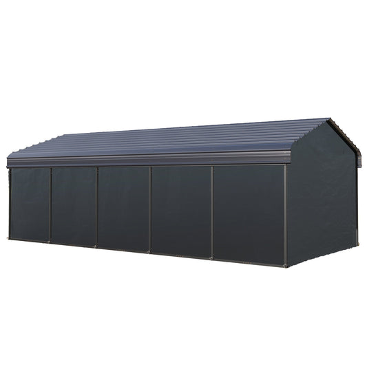 Alpha Joy 12' x 25' Heavy Duty Galvanized Steel Carport with Side Walls Multi-Purpose Shelter