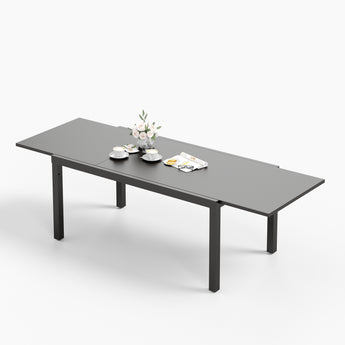 Sophia & William Expandable Patio Dining Table, Extra Large 99.2" L x 35.5" W Outdoor Dining Table for 6-10 Person Metal Rectangular Patio Table with E-Coating for Garden Porch Deck (Black)